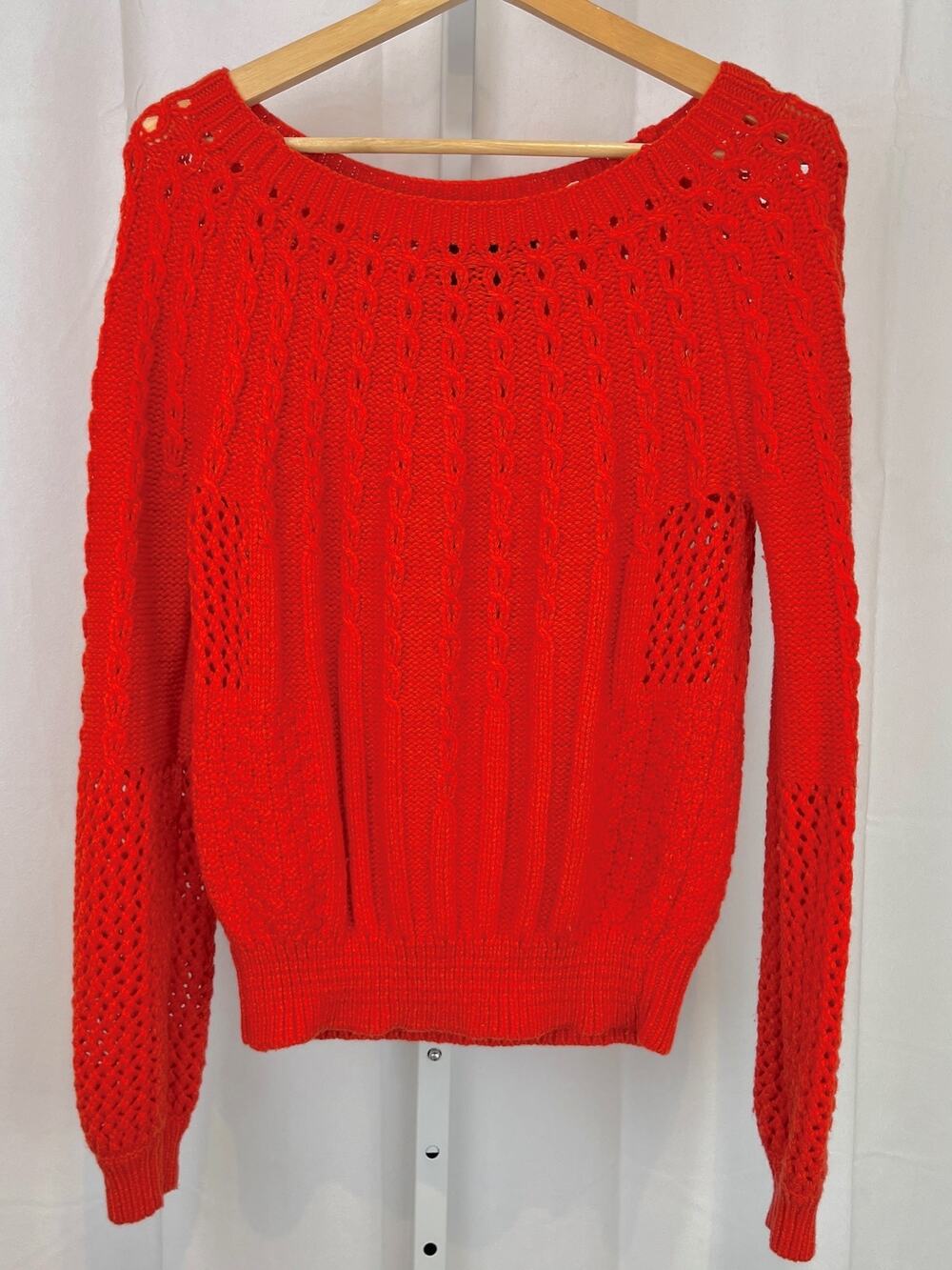 GUINEVERE Anthropologie Purl Wise Sweater Wool Alpaca Blend Orange Size M
